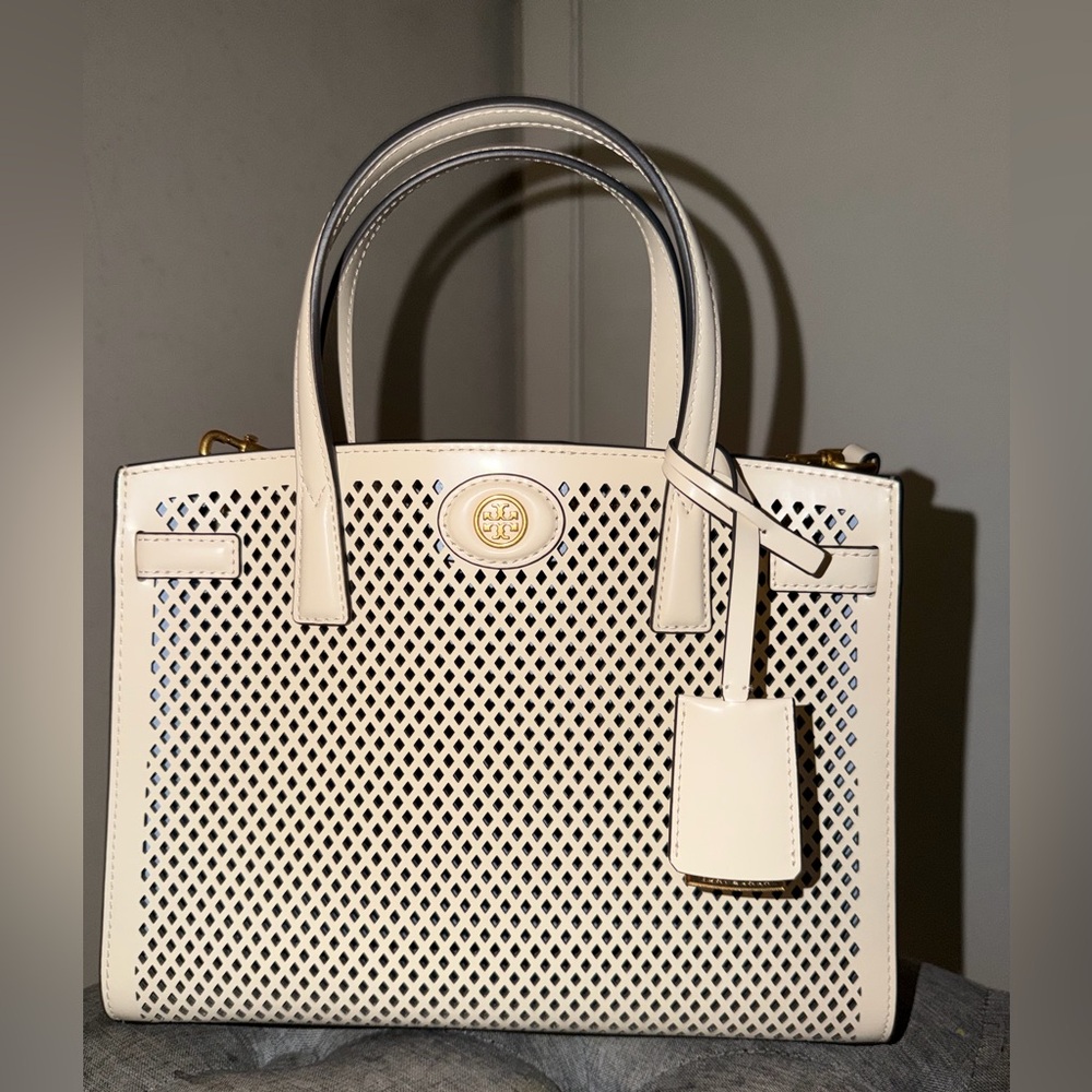 Tory Burch Beige Perforated Satchel